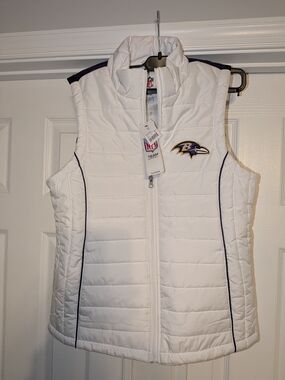 NFL Baltimore Ravens Women's White Quilted Vest with Purple Trim